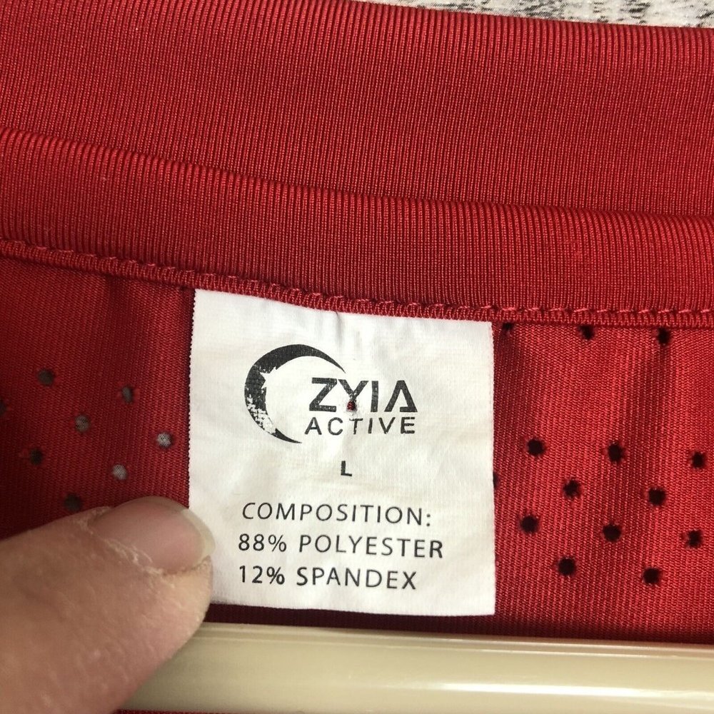 Zyia Active Shirt Womens Large Red Long Sleeved Perforated Mesh Workout Athletic - Picture 4 of 9